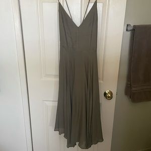 Lulu’s Troulos olive green lace up midi dress.